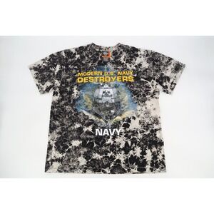 Rock Eagle Shirt Mens XL US Navy Destroyer Military Black Tie Dye All Over Print